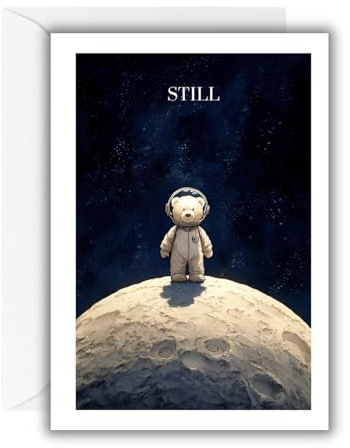 WBdesignz Kindertrauerkarte „Still - Grüß die Sterne, kleiner Astronaut“ mit weißem Umschlag - Beerdigung, Trauer, Beileidskarte - einfühlsame Sternenkind-Karte für Eltern, Familie & Freunde (DIn A6)