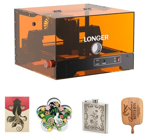LONGER Ray5 miniS Lasergravierer mit Schutzhaube, Mini Graviermaschine für Holz Leder Acryl, 5.5W, DIY-Projekte - Arbeitsbereich 130 × 120 mm