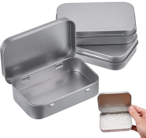 yunfeen 3 PCS Small Tins with Lids, Metal Tin, Mini Tin, Small Metal Tin, for DIY, Home Organization, Gift Cards Small Items(Silver 9.5 * 6cm)