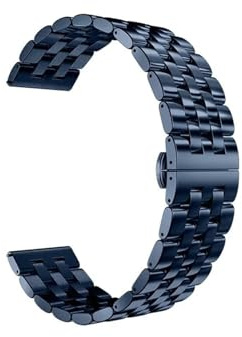 FYYFS 20mm 22mm Rostfritt Stål Klockarmband Metall Vikbart Klockaspänne Klockarmband Armband Klocktillbehör Med Verktyg(Blue,20mm)