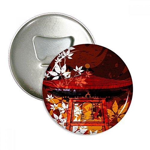 Japan Japanese Style Leaves Pavilion Round Bottle Opener Refrigerator Magnet Pins Badge Button Gift 3pcs
