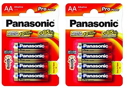Panasonic – Confezione da 8 batterie alcaline LR06 Mignon AA PANASONIC Pro Power