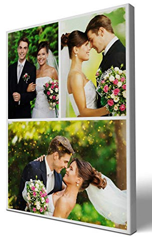 wandmotiv24 Leinwandbild 260 g/m² Foto-Collage mit 3 Fotos Fotogeschenk Geschenk für Freunde und Familie Kunstdruck Hochformat 60x80cm (BxH) M0002