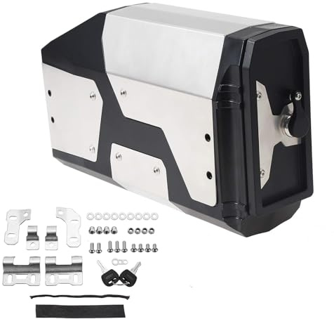 Motorrad Werkzeugkasten Linke Seitenhalterung Edelstahl Werkzeug Boxen | Kompatibel mit BMW R1250GS / Adventure,R1200GS / Adventure 2003-2023 (Silber)