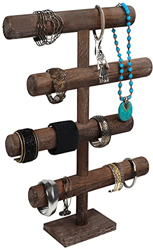 Belle Vous 4 Stufen Schmuck Ständer Holz Ketten Aufbewahrung Schmuck Organizer - 48 cm Hoch - Schmuckbaum für Ketten, Armbänder, Uhren, Scrunchies und Armreifen - T Bar Nachttisch Organizer Schmuck