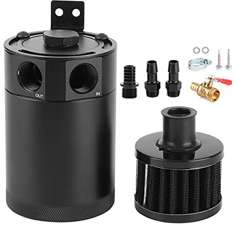 Fydun Oil Catch Can Baffled 3/8in 2-Port Oil Catch Can Lega di Alluminio Baffled Reservoir Tank Air Oil Separator Accessorio Universale