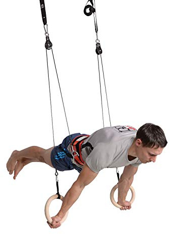 ModularSports FlyFit Premium Edition / Fitnessgeräte für zuhause mit Flaschenzugsystem zur Reduzierung des Körpergewichts / Mit Fitness Ring und Klimmzugstange für Krafttraining