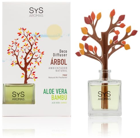 Ambientador Aloe Vera y Bambú - Árbol Decorativo - 90 ml - SYS Aromas | Fragancia Duradera Aloe Vera y Bambú - Aromatizador de Hogar, Oficina y Baño - Hecho en España