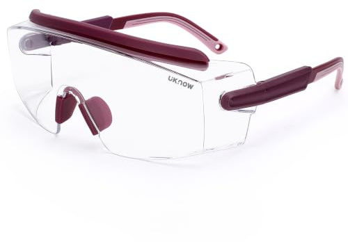 UKNOW Gafas de Proteccion, Gafas de seguridad sobre gafas anti niebla, lente envolvente transparente antiarañazos, gafas protectoras ANSI Z87.1