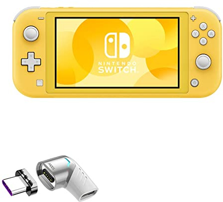 BoxWave Adapter Compatible with Nintendo Switch Lite - MagnetoSnap PD Angle Adapter, Magnetic Charging Connector Device Saver - Metallic Silver