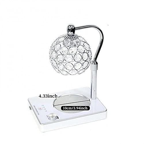 Elegant Style Fragrance Lamp, Height Adjustable Top Down Candle Warmer with Timer, Electric Wax Warmer for Home Office Christmas Decoration (Silver)