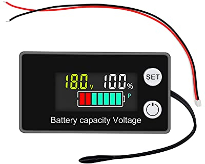 VOKTTA Battery Capacity Voltage Meter with Alarm Sensor,12V 24V 36V 48V 72V 84V,Tester di capacità della batteria,8-100 V LCD Controllo di Tensione di Capacità della Batteria con Allarme Sonda