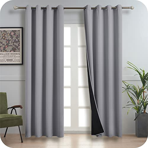 MRTREES Verdunkelungsvorhang Ösen Gardinen Hellgrau Verdunkelung 225x140 cm (HxB) Vorhang Blickdicht Blackout Curtain Leinenoptik Verdunklungsgardine 2er Set Schlafzimmer Thermovorhang