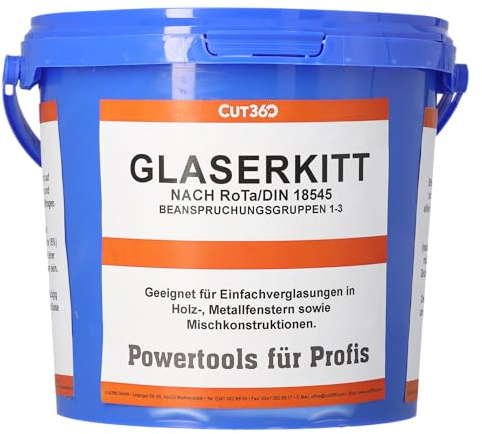 Cut360 SB 11 mastic à vitres, 5 kg, mastic pour fenêtres à vitrage simple, plastique souple adapté aux cadres en bois et en métal