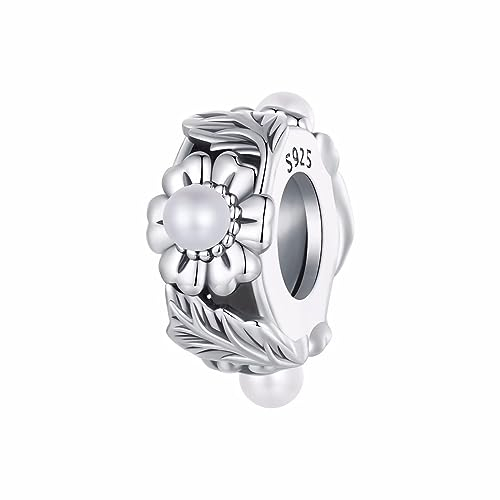Qings Blume Spacer Charms für Armbänder, 925 Sterling Silber Blumen Reben Charme Blumen Perle Spacer Anhänger für Damen Mädchen