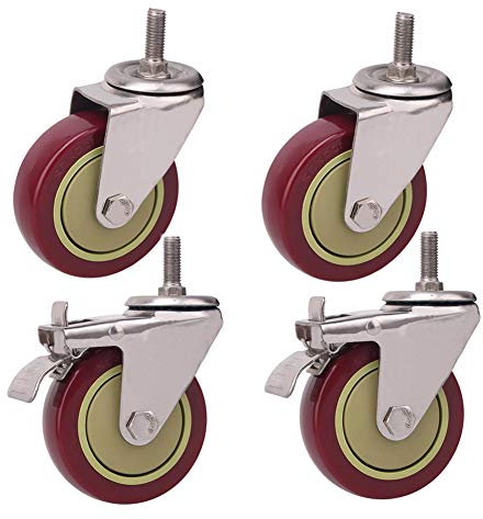 Rollen 4 Hochleistungs-M12 × 30-mm-Gewinde Industrietransport mit Bremse 3 Zoll / 4 Zoll 400 kg Universal-Drehgelenk Geräuschloser Möbel-Doppellagerschaft