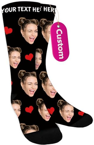 Bemaystar Chaussettes personnalisées avec photo, chaussettes personnalisées pour homme, chaussettes de Noël, Saint-Valentin, cadeaux pour