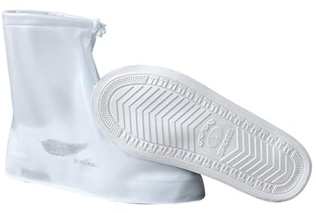 YOUNLEN Copriscarpe impermeabili,Sovrascarpe riutilizzabile，copriscarpe impermeabile moto Bianco trasparente（XL EUR 41-42）