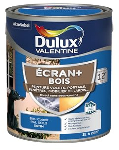 Dulux Valentine Peinture Extérieure Ecran+ Bois - Haute résistance aux intempéries et aux UV, anti-encrassement, couleur longue tenue - Bleu Cobalt 2 L