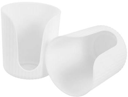 WOONEKY Portabicchieri da Tavolo in Plastica Bianca per Bicchieri di Carta, Dispenser Verticale Organizer per Bar e Ufficio, Set 2 Pezzi per Conservazione Ordine e Facile Accesso