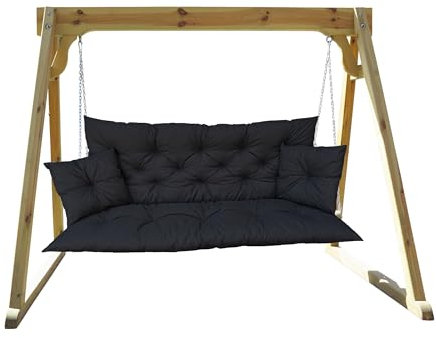 IN WOHO Cojín para columpio de jardín, impermeable, para banco de jardín, para banco, con 2 cojines, 100 x 60 x 50 cm, negro