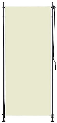 Hommdiy Außenrollo Handkurbelsystem Balkonrollo Senkrechtmarkise Sichtschutz Beschattung Sonnenschutz Außen Rollo Balkon,Creme,100 x 270 cm