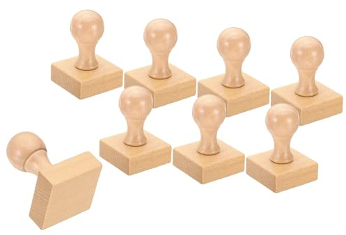 PATIKIL 40mm Stempelholzquadratgriff, 8er-Pack Holzknöpfe Stempelhalter für Stempelherstellung DIY-Basteln Scrapbooking, Braun