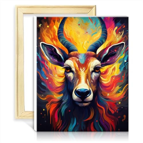 LiHEQING auf Leinwand Malerei Hirsch Leinwand DIY digitales Ölgemälde Erwachsene mit 3 Pinseln und Acrylfarben für Home Decor Geschenk ohne Rahmen (30x40cm)