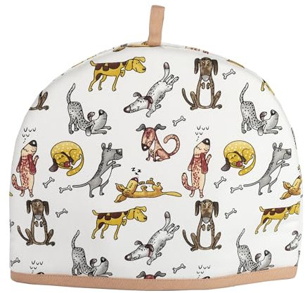 SPOTTED DOG GIFT COMPANY Tea Cosy, Cotton Teapot Warmer with Funny Dogs Design, Insulated Cover for Small Medium or Large Tea Pots 27cm x 33cm