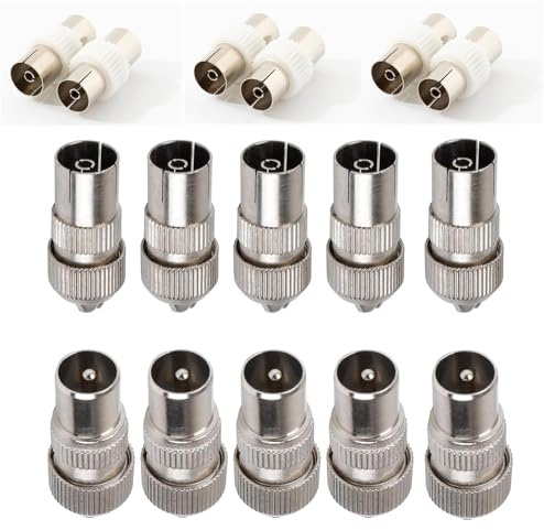 Lunpog 16 PCS aerial connectors, 8x Female & 8x Male TV Aerial Coaxial Cable Connectors Adaptor,F Connector Adaptor, Coaxial Connector Coax RF Cable Aerial Plug