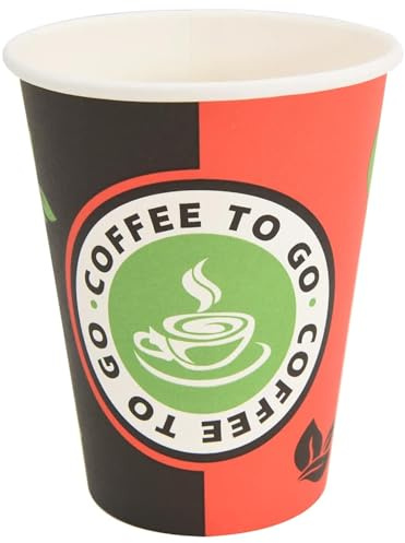 Gecheer 1000 Pack Disposable Coffee Cups - Red & Black, 12oz/300ml, Leakproof, Paper & PE Film Model4102788
