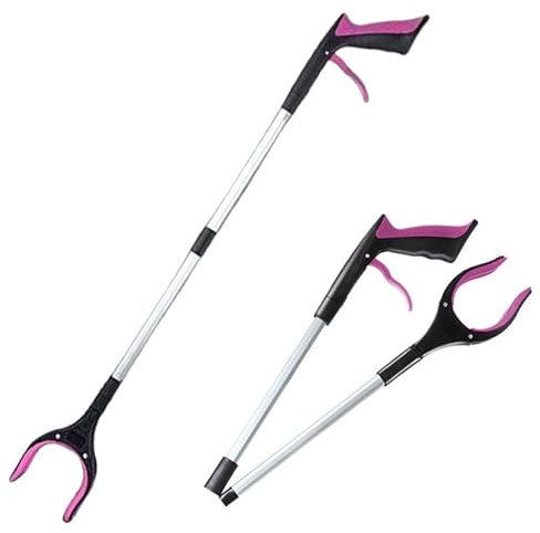 Litter Picker, Magnetic Pick Up Tool Helping Hand Leaf Grabber Garden Stick Rubbish Picking Light Items,Heavy Duty Long Handle Disabled Mobility Reaching Aids,Multi Use Extendable Reach Tool (Purple)