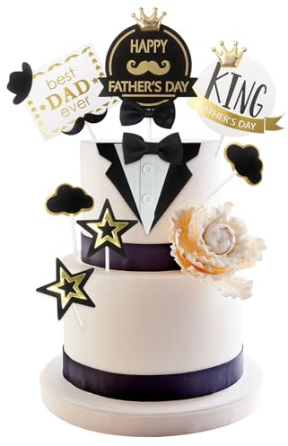 13Pcs Father's Day Cake Toppers, Best Dad Cupcake Picks, Birthday Topper and Decoration for Father's Day Party Supplies