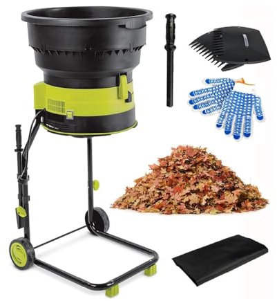 Electric Leaf Mulcher Garden Shredder, 2500w Compost Shredder Leaf Crusher with Wheels, 8000rpm Electric Chipper 17:1 Shredding Ratio, Compost Funnel Diameter 54cm,40mPowercord