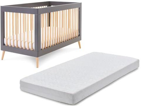 Royale Linens Cot Bed Mattress Extra Thick Nursery Foam - Hypoallergenic Easy Clean Eco-Friendly, Reversible Baby Cot Mattress for Baby & Toddlers, Firm & Supportive, White (95 x 65 x 5 cm)