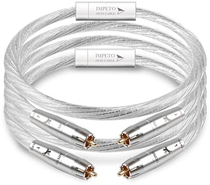 Impeto high end Cinch Kabel, S-OCC Audio RCA Kabel Audiophile 2 x 2 Cinch stecker cinchkabel für Verstärker auf CD/HiFi & Heimkino/Blu-ray 2m