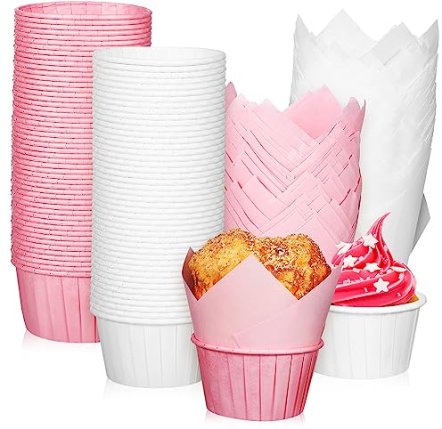 Mikinona Caissettes à Cupcakes en Papier 100 Pièces Caissettes à Muffins Jetables Design Élégant pour Anniversaires et Événements