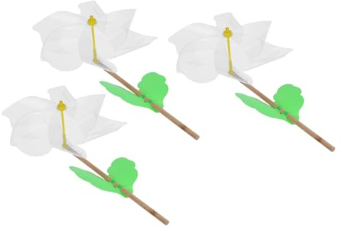SHINEOFI 3pcs Pvc Pinwheel Toy Set for Kids 30cm 6-blade Windmill 30cm Wooden Stick Diy Painting Wind-powered Toy for Garden Party Yard Decoration