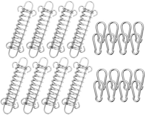 Hitopin Molle di Trazione con Gancio, Accessori di Fissaggio per Tenditori, Molle di Trazione in Acciaio Inox, Molla di Trazione, per Campeggio, Tenda, Fibbia a Molla, Moschettone(8PCS)