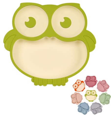 piatto svezzamento per svezzamento neonati, Ciotola per bambini con ventosa antiscivolo, Ciotola in Silicone Con Ventosa per Bebè e Bambini, Plastic Free, BPA Free (Colore A)