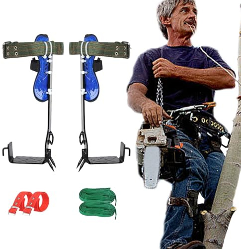 Generico Punte per Arrampicata sugli Alberi, Kit Attrezzatura per su,Attrezzi da Lavoro per A beri con Punte da su Regolabili - Attrezzatura da Arrampicata con Cinghie di Sicu