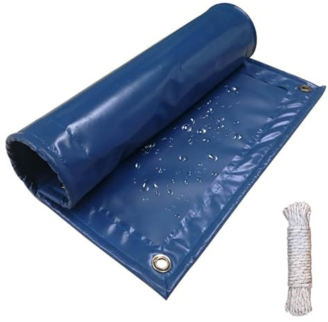 Telone impermeabile 100 x 340 cm, resistente alle intemperie, antistrappo, multifunzione, con angoli rinforzati, per esterni, balcone, tetto, pergola, blu
