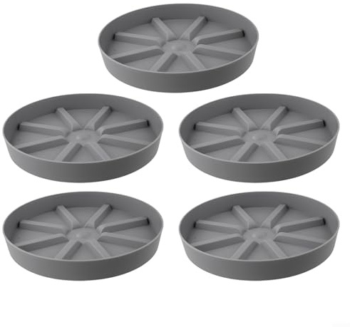 Blombrickor i plast 5-pack, för trädgårdsanvändning med dräneringsspår för växttillväxt (grå)