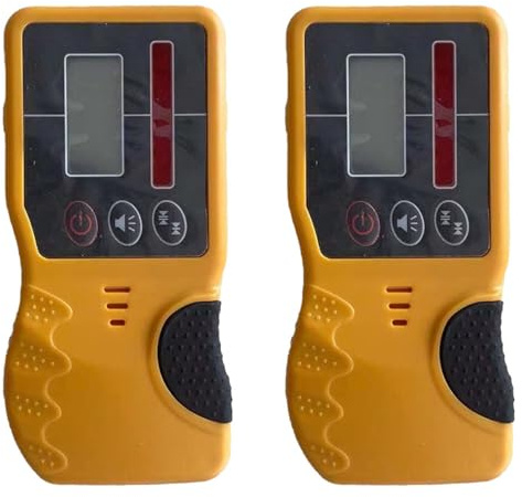Youbones 2X Empfänger für Selbstnivellierenden Rotationslaser für Den Außenbereich, Rotationslaser-Wasserwaagendetektor mit Robuster Klemme, Rotes Licht