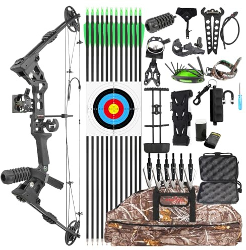 CompoundBowKit-20-70lbsAdjustable,24-30 DrawLength|RHforAdultBeginnerHunting&Target Shooting