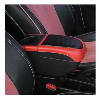 Mittelkonsole Aufbewahrungsbox Mittelarmlehnenbox Mit USB-Anschluss Für Peugeot 107(Black red color)