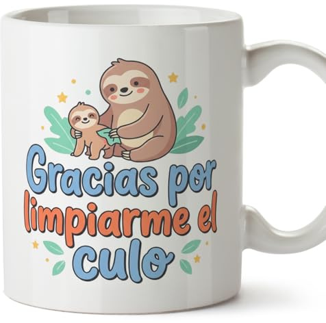 MUGFFINS Taza divertida madre con frase Gracias por limpiarme en Español | regalo original desayuno café 330 Ml 11 oz | papi mami v2