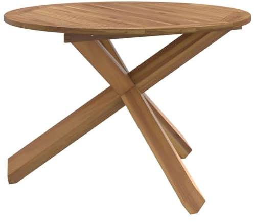 Zeehear trädgårdsbord, massivt trä, teak Ø 109 x 74 cm, rund, väderbeständigt för trädgård, terrass, balkong, utomhus, stabilt sidobord med hylla, mångsidigt för veranda, loungebord, matplats