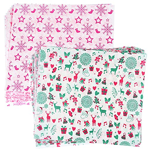 ASTARON 100 blätt Weihnachten Wachspapier zum Verpacken von Lebensmitteln, Weihnachts-Seidenwachspapier für Süßigkeiten Kekse Sandwich Geschenkpapier Fettdichtes Papier (Rot grün)