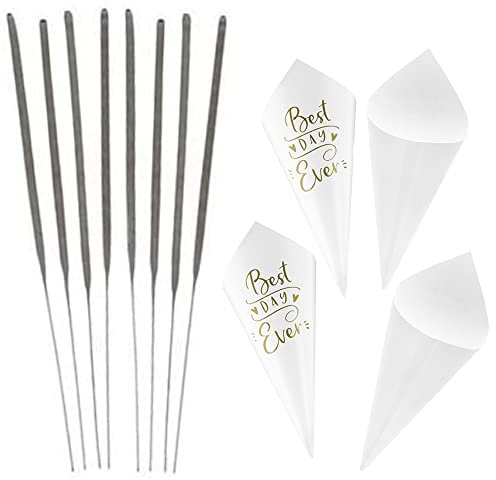 Set 100 SCINTILLE 28cm + 10 Coni in carta per il riso - kit FONTANINE fontane e coni in carta ideali per matrimoni - bastoncino Stelle filanti ideali come decoro feste esterne - cat K1 / Cat.1 F1
